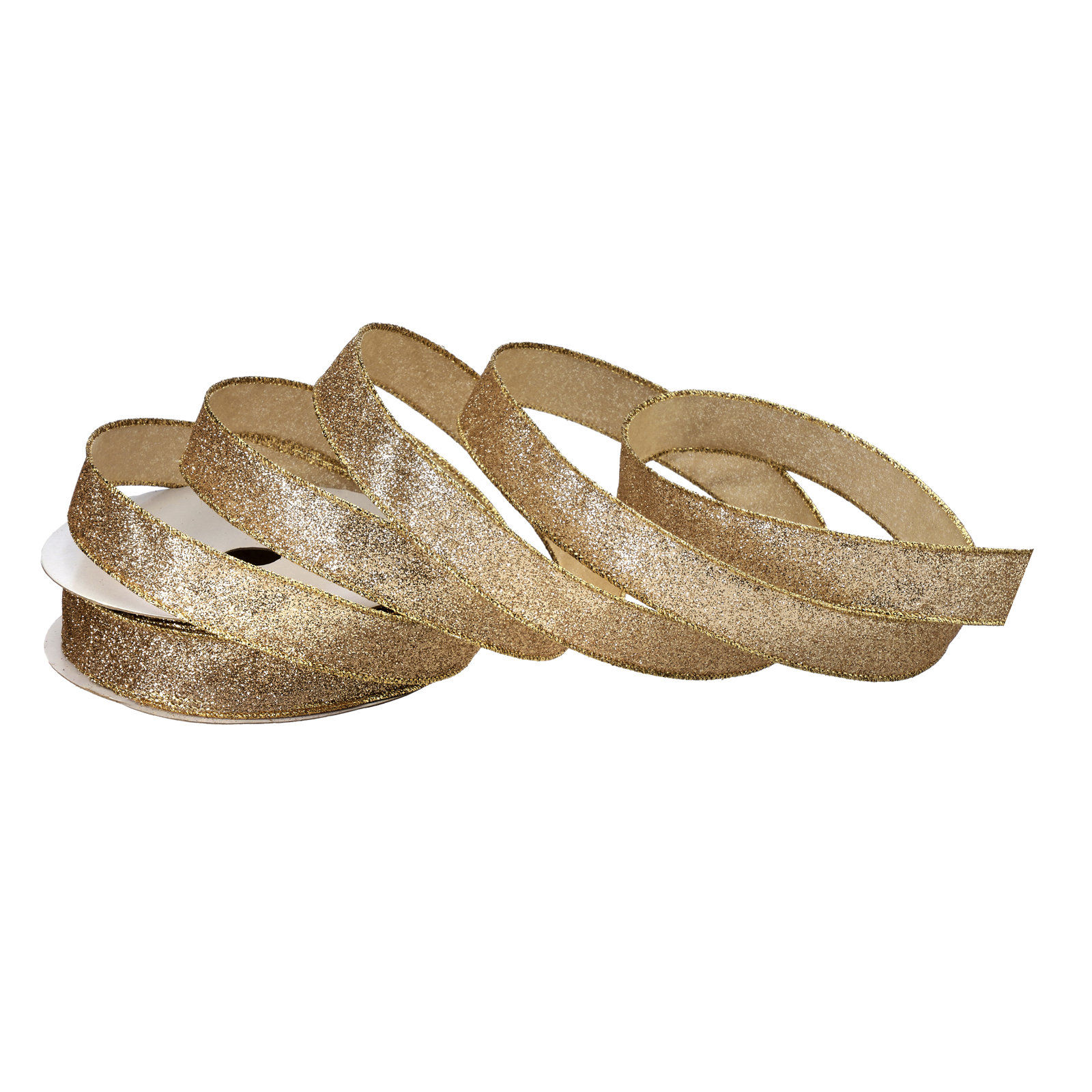 1"X20Y Wired Glitter Satin Ribbon, Champagne