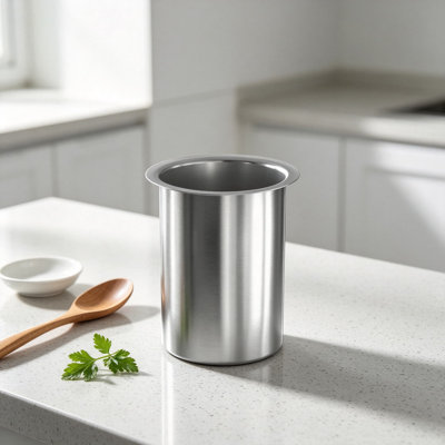 Porte-ustensiles en acier inoxydable pour comptoir, organisateur d'ustensiles de cuisine résistants à la rouille avec base antidérapante, compatible lave-vaisselle, design minimaliste moderne pour usage domestique et professionnel