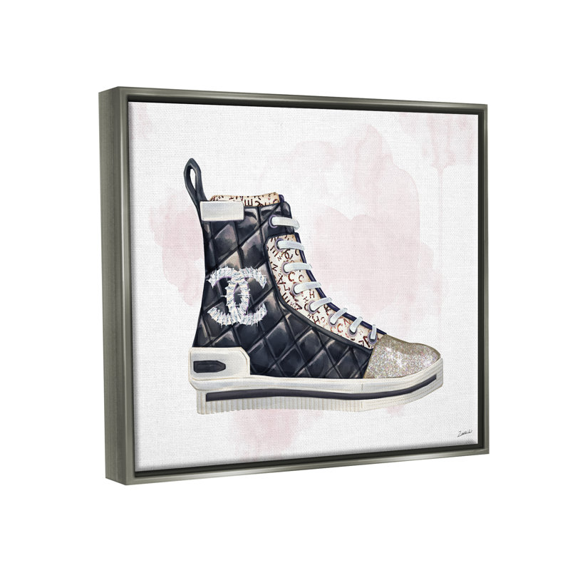 Art mural sur toile de style designer Glam Fashion par Ziwei Li, H 25 po x l 31 po x P 1,7 po, Cadre flottant gris lustré