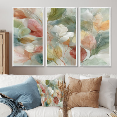 Soft Leaves In Hazy Watercolor  - Plants Wall Art Set