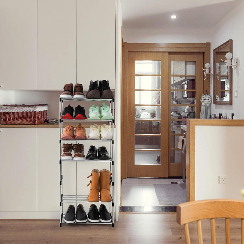 4-Tier Stackable Small Shoe Rack, Lightweight Shoe Shelf Storage Organizer For Entryway, Hallway And Closet, Black