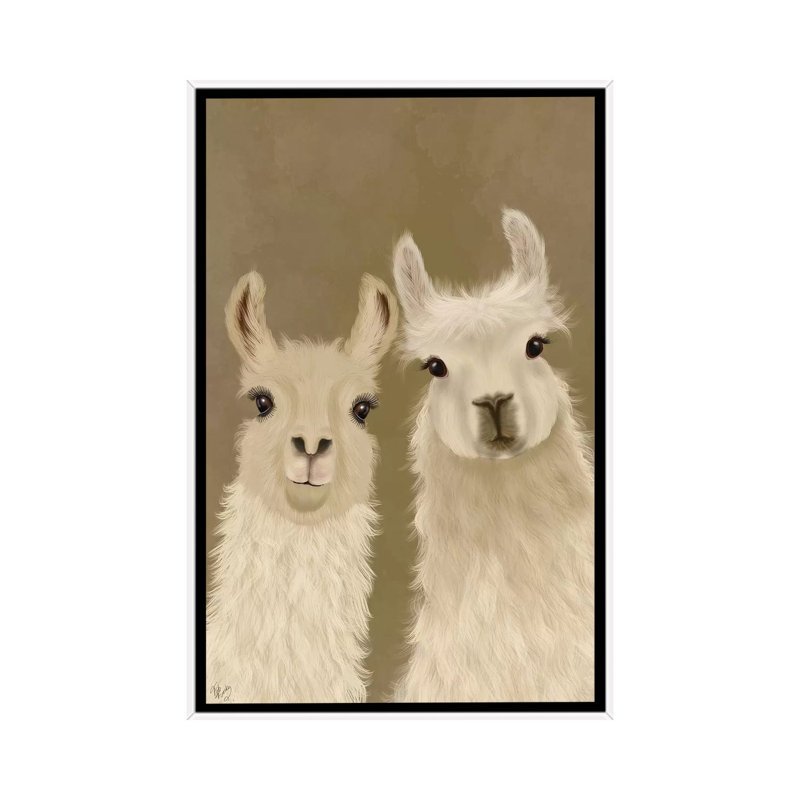 «Llama Duo, Look at You» par Fab Funky - impression d'art graphique, Aucun mat, H 60 po x l 40po x P 1,5 po, Cadre blanc