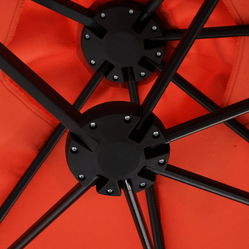Parasol d'extérieur à double face 14,8 pi - Orange. Auvent 100%, protection contre le soleil facile. Pour la cour, le bord de la piscine et la pelouse en tissu, pratique