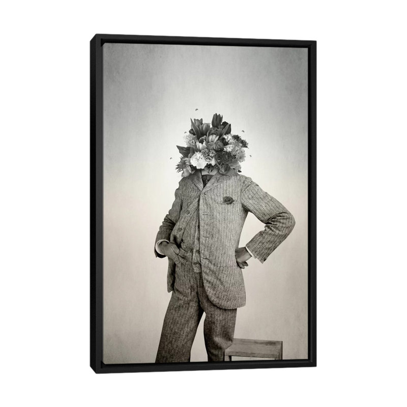 «Flowers», impression sur toile, H 26 po x l 18 po x P 1,5 po, Toile avec cadre noir, Pas de tapis