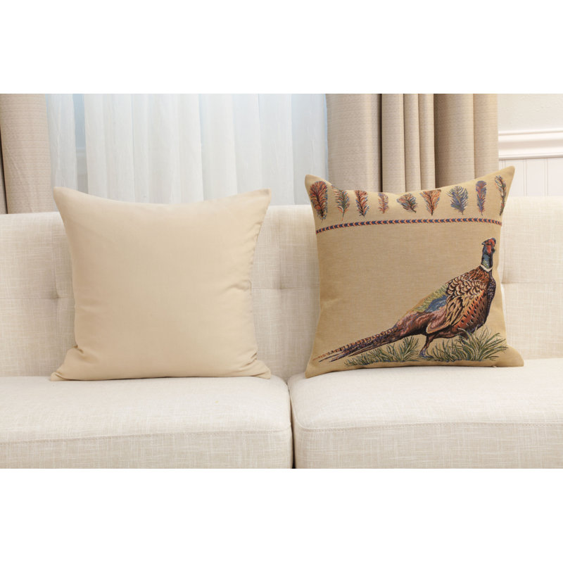 Pheasant Single European Cushion Covers, Beige/Blue/Brown/Green Pheasants 3