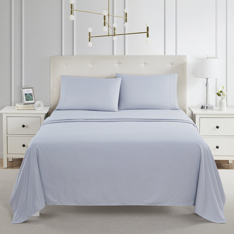  Ensemble de draps double brossé de luxe pour hôtel avec draps et taies d'oreiller très doux, Grand / véhicule récréatif