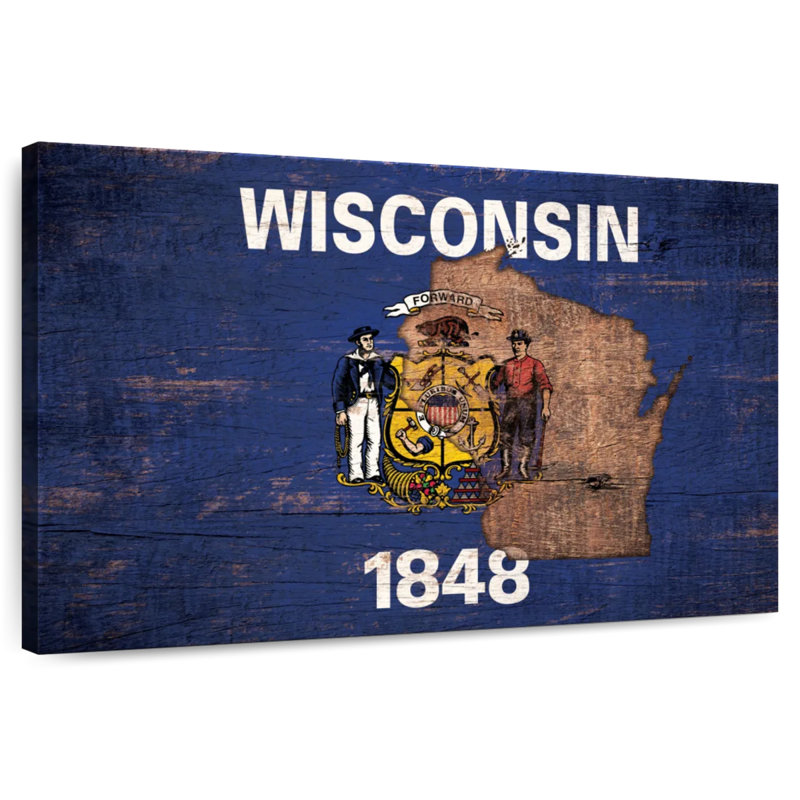 Carte de Borges sur le drapeau du Wisconsin, H 8 po x l 12 po