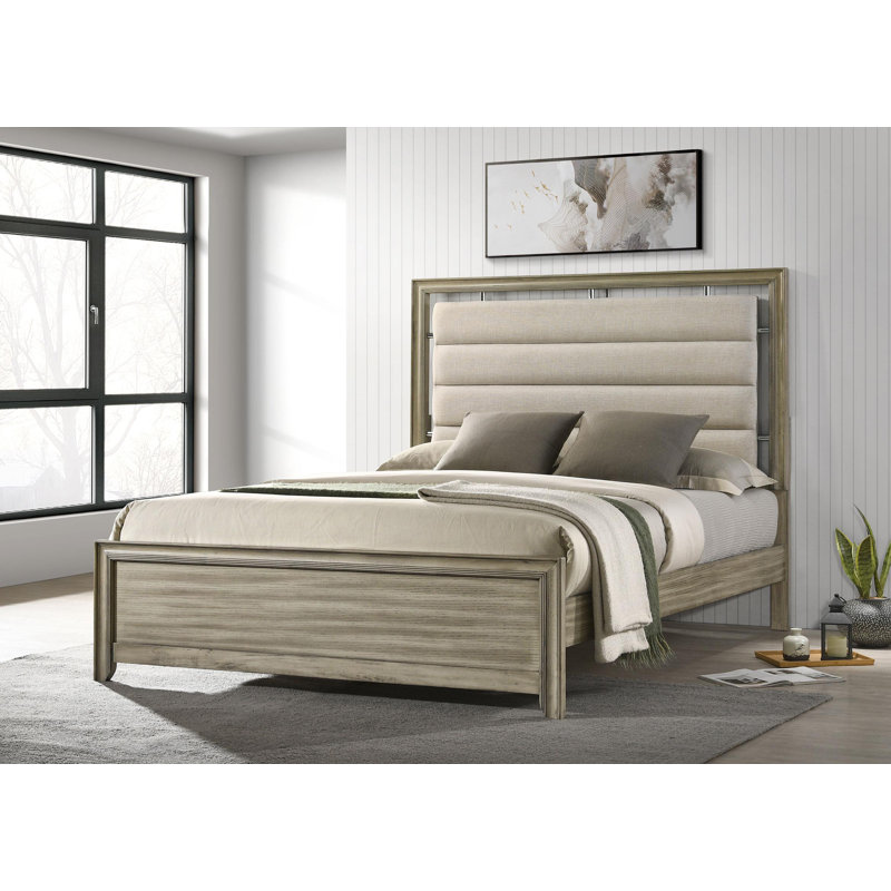 Wood Panel Bed Rustic Beige, California King