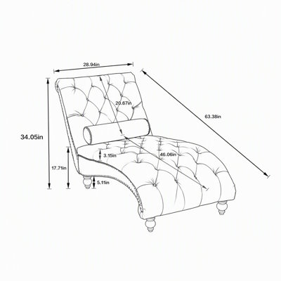 Chaise longue en velours avec revêtement capitonné et coussin pour la chambre à coucher, le salon et le bureau en velours émeraude
