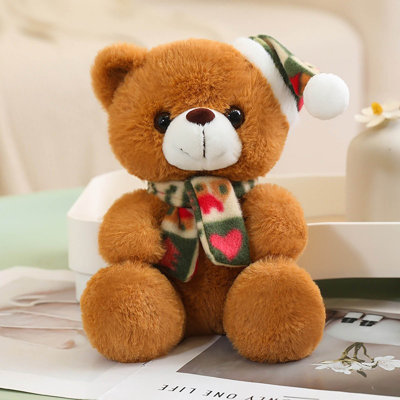 Christmas Gift Scarf Cute Bear Doll Toy Christmas Hat Bear Doll Cloth Doll