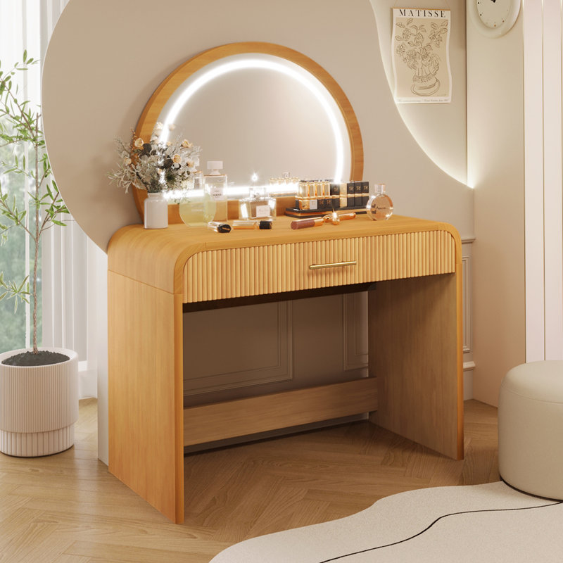 Meuble-lavabo 39 po avec miroir DEL, Naturel