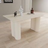 Dining Table And Irregular Side Table, 4-8 Person Dining Table, Thick Engineering Wood Round Wave Table Legs