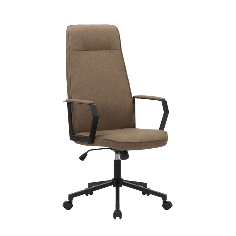 Linen Office Chair with Headrest, Brown