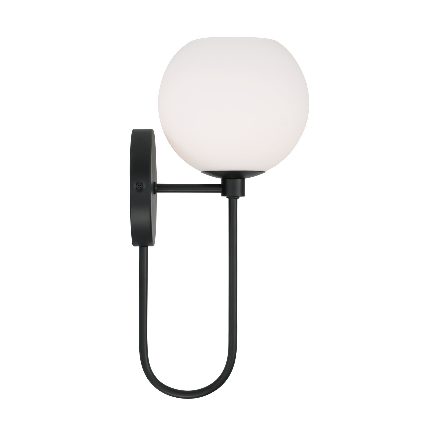 Ansley Single Light Glass Dimmable Armed Sconce, Matte Black