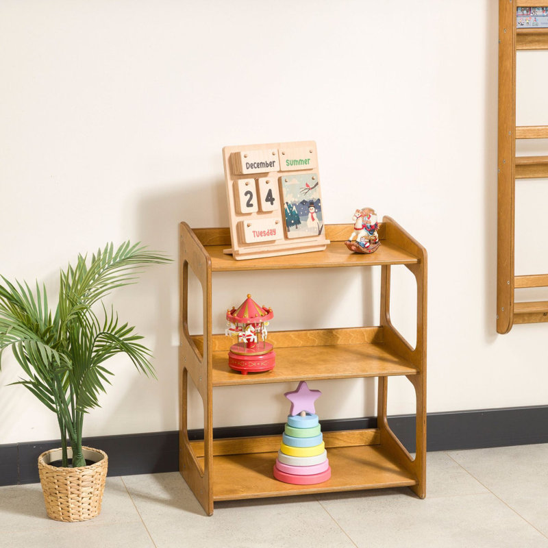 Étagère de rangement pour jouets en bois massif Montessori