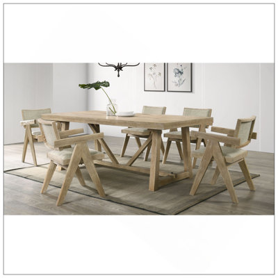 Dining Room Table Oak Finish Dining Table Trestle Base 1Pc Dining Room Furniture