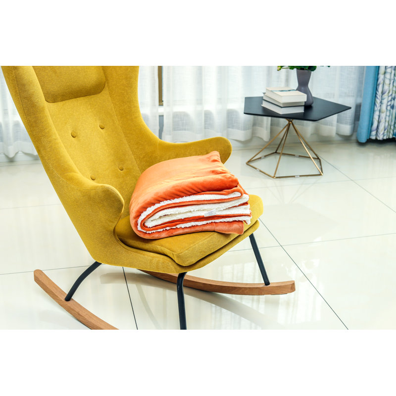 Sherpa Fleece Blanket Throw, 130 x 150cm, Orange