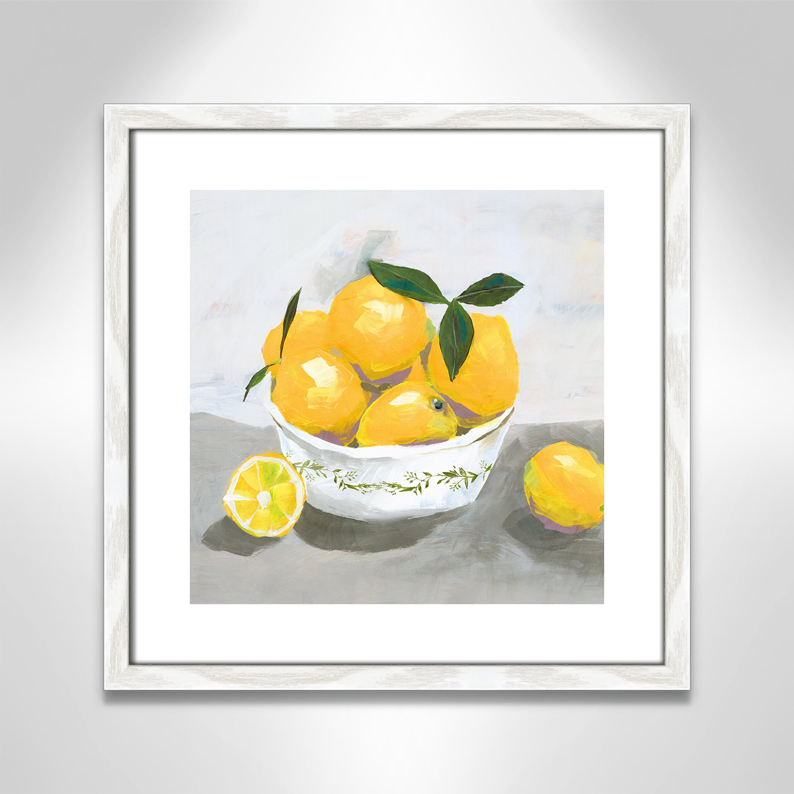Hayons "Lemons" Painting by Isabelle Z, 18.25" H x 18.25" W x 0.75" D, White Wood Framed Paper