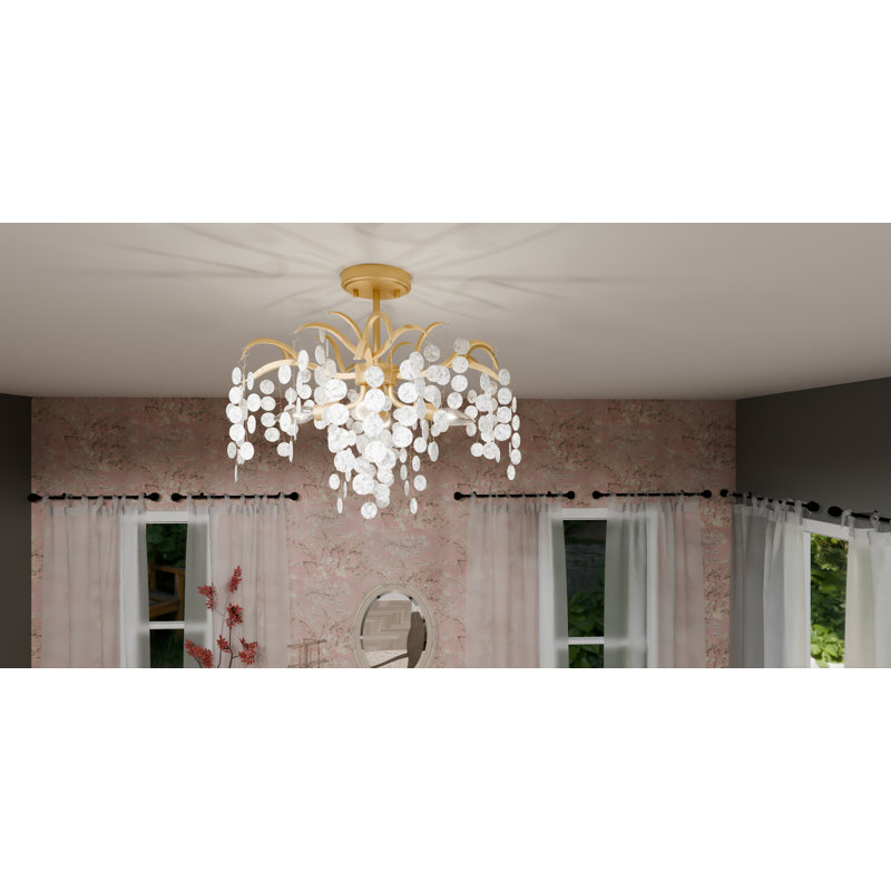 Keasha 4- Semi-Flush Mount, Brushed Gold