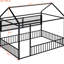 Structure de lit pleine grandeur en métal noir. Tablettes et clôture pour plus de commodité. L 77,6 po x l 55,6 po x H 66,9 po. Conception fiable en noir, taille. Avec une chambre à coucher moderne. Durable-1548438311-1548438329