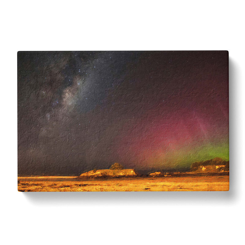 Aurora Australis Lights in New Zealand - Wrapped Canvas Painting Pint - Wrapped Canvas, 40cm H x 60cm W x 3cm D