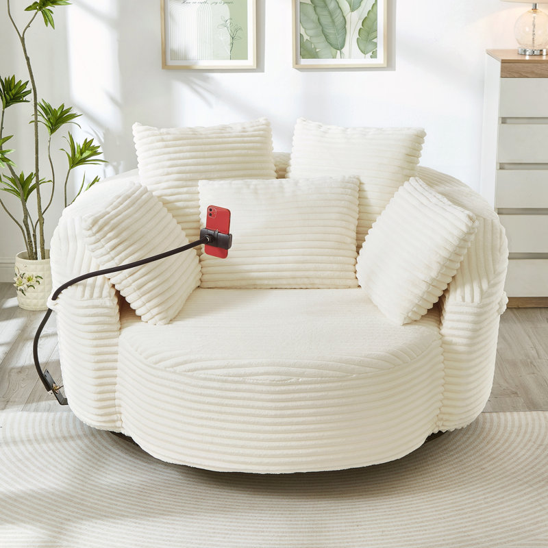 Fauteuil demi-tonneau pivotant à 360 °, Beige