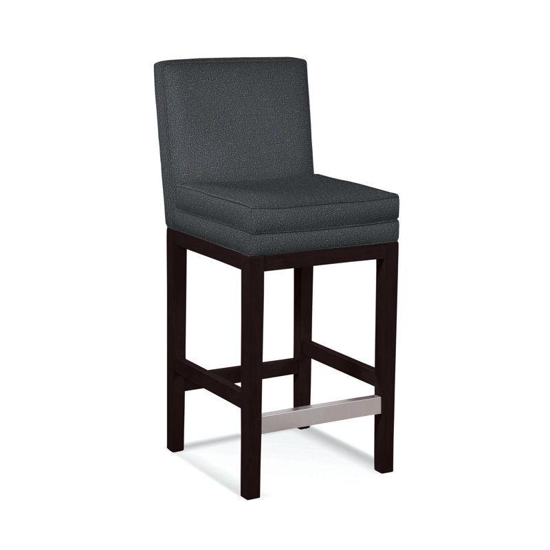 Upholstered Stool, Java Finish, Beige Performance Fabric; 0851-73