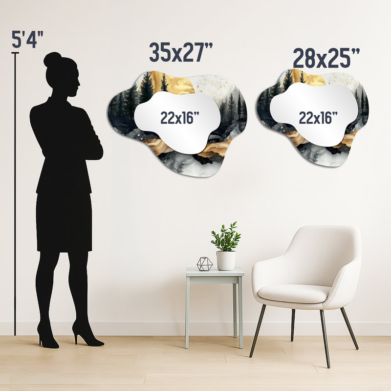 Miroir mural noir irrégulier Black Forest, 25" x 28"