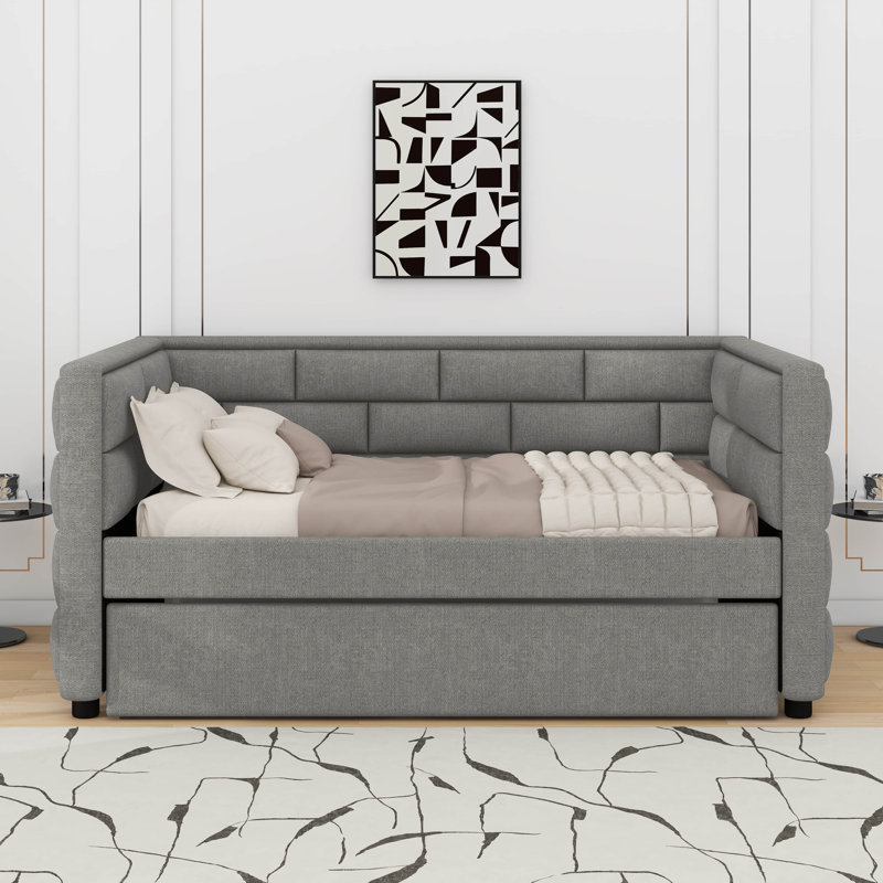 Lit de jour simple avec couchette et lit rembourré avec dossier rembourré