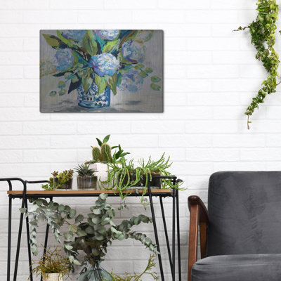 «Hydrangea Blue» par Jeanette Vertentes, art mural en métal, 36 po x 24 po