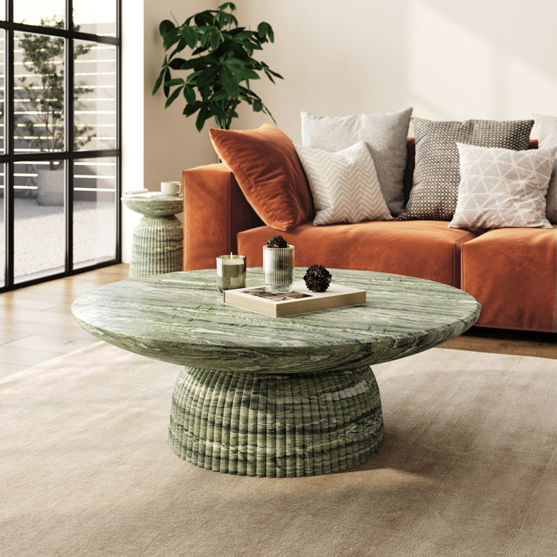 Table basse Tithi, H 14,5 po x l 40 po x P 40 po, Marbre vert Fitz