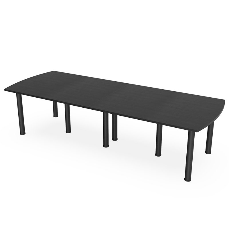 Table de conférence rectangulaire Arc avec pieds, Cyprès noir, Argent, L 144 po x l 48 po