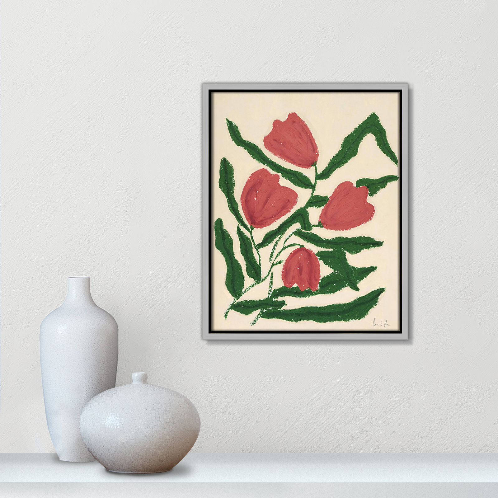 Red Tulips  Print by Camilla Bergqvist, Silver, 15.5" H x 12.5" W