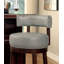 Chaises de bar 2 pièces 30 po soutenues par de riches pieds en bois foncé. Les sièges et les dossiers rembourrés en tissu offrent une assise confortable en chêne foncé / gris-405363348