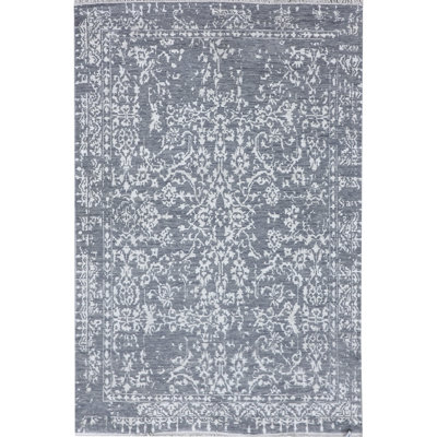 Hand-Knotted High-Quality Gray and Silver Area Rug