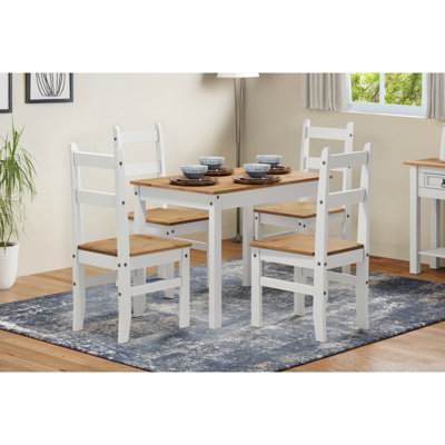 Corona White 4 -Person Solid Wood Dining Set