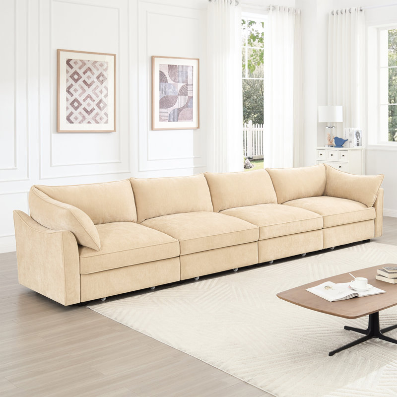 4 chenilles dans des tons de blé, avec tiroirs coulissants, croissant et enveloppant pour divers styles de décoration intérieure, intérieurs minimalistes modernes