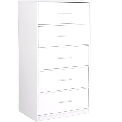 5-Drawer Dresser with Large Fabric Drawers, White