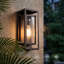Applique murale d'extérieur 1 lumière H 13,78 po Polikron Classic, métal bronze huilé avec verre propre, du crépuscule à l'aube-1146128359-1178957518