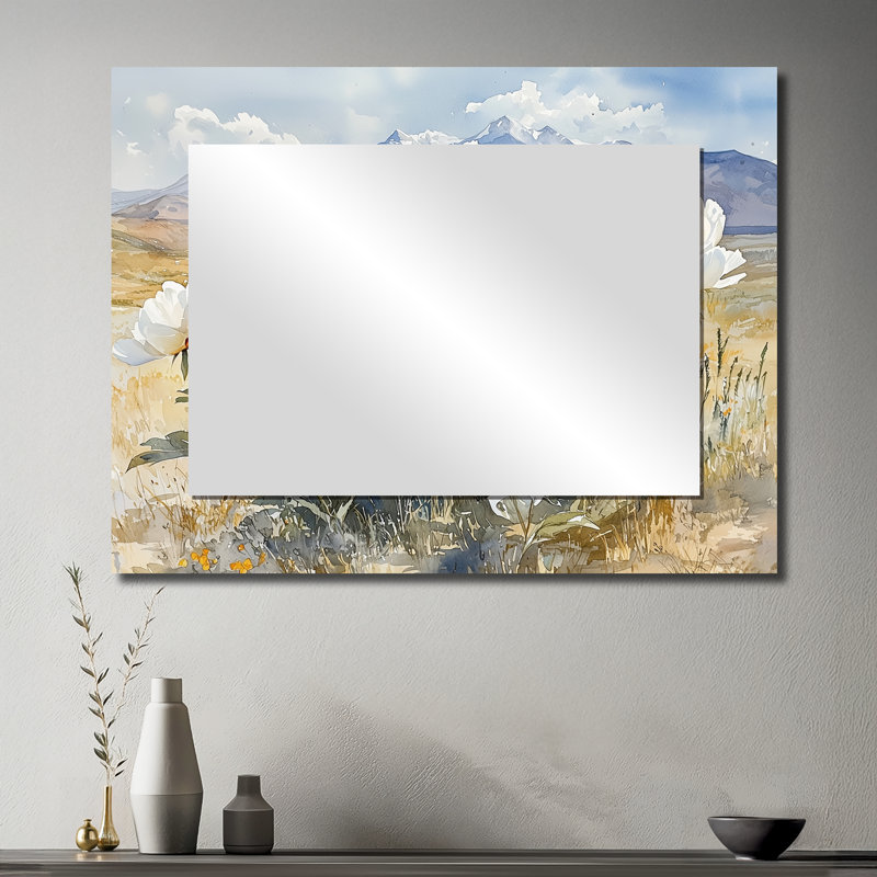 Pivoines dans le plateau balayé par le vent II - Art mural miroir floral - imprimé sur métal, 30 po x 40 po