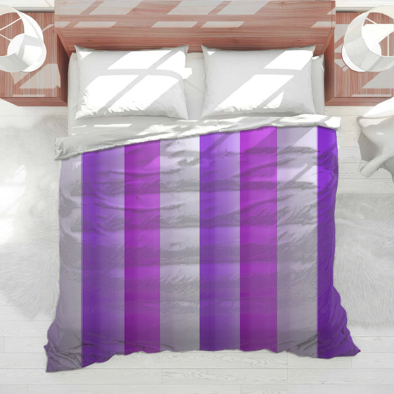 Purple Vertical Stripes Comforter, Queen