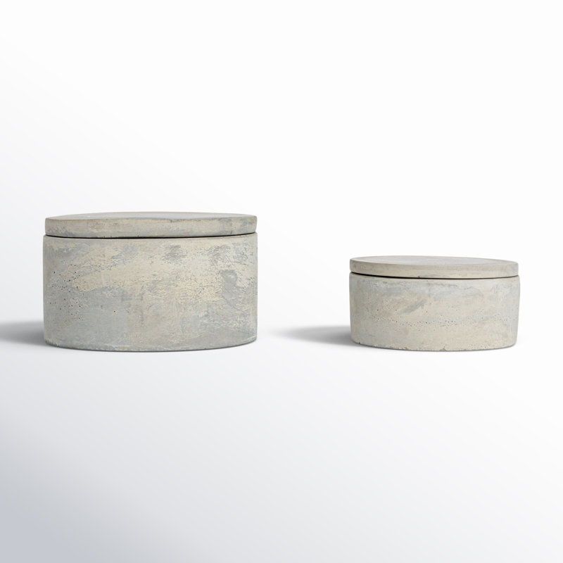 Hazleton Round Decorative Cement Storage with Lids
