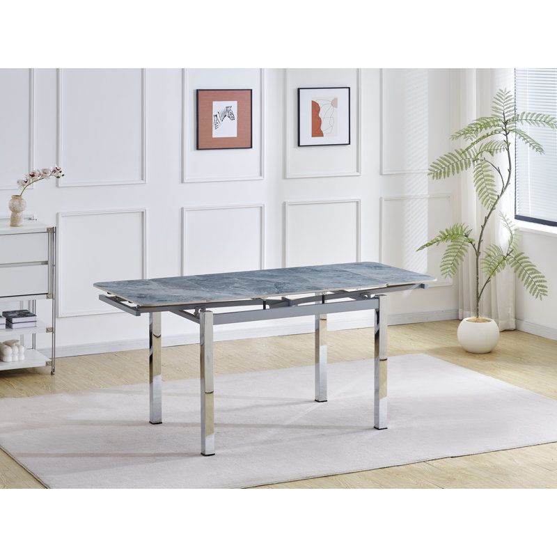 Stone Top Metal Base Dining Table