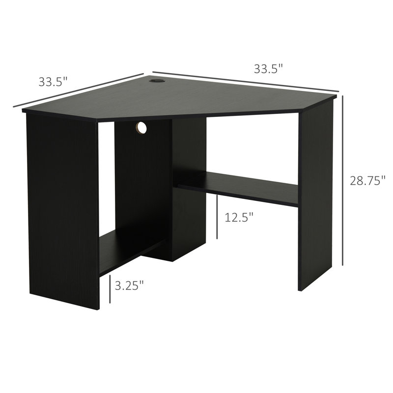 Bureau en coin Auliffe, Noir, H 28,75 po x l 33,5 po x P 33,5 po
