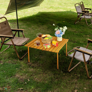Outdoor Pop-Up Folding Bamboo Roll Table