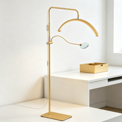 Lampe professionnelle pour cils en demi-lune avec loupe 4X et support pour téléphone