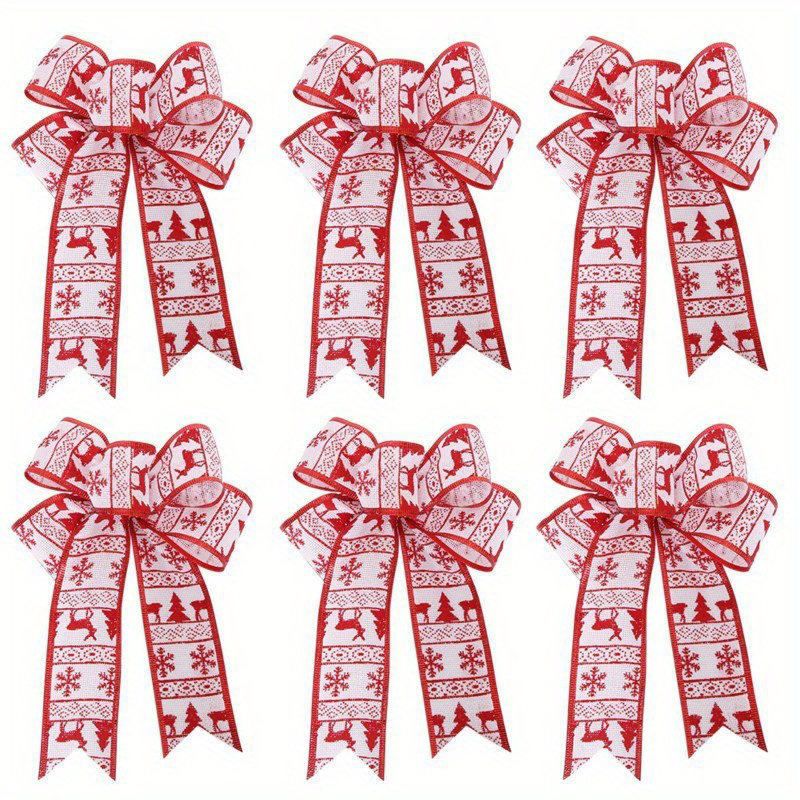 6 arcs décoratifs de Noël en toile de jute, décorations d'arbre de Noël faites à la main, décorations de Noël, motifs de wapiti