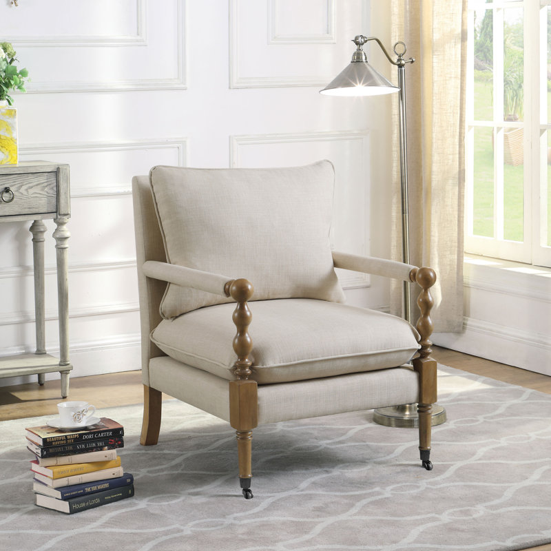 Chaise d'appoint rembourrée avec roulettes Arize, Beige