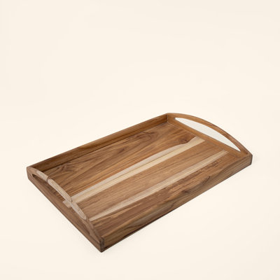 Wood Tray | Handmade Teak Wood Rectangle Serving Tray | 18X11"