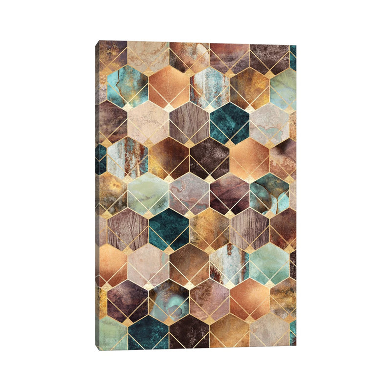 Natural Hexagons And Diamonds by Elisabeth Fredriksson - Wrapped Canvas Print, 66.04 cm H x 45.72 cm W x 1.91 cm D